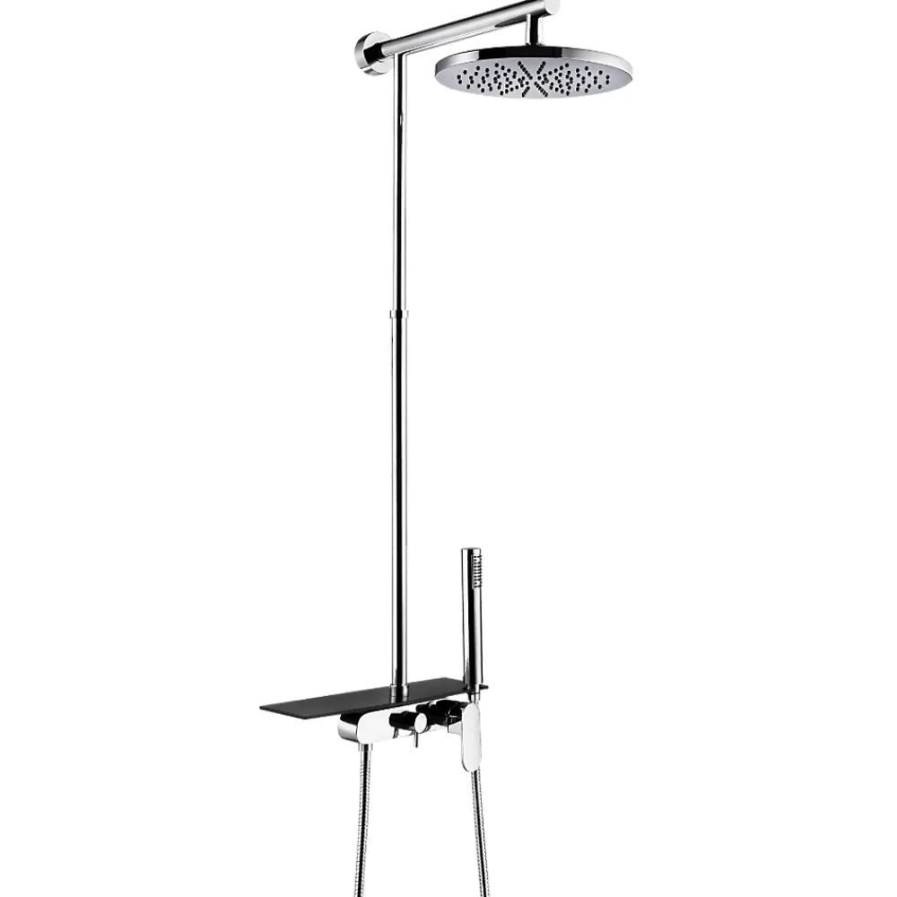 Essebagno Colonne de douche mécanique avec tablette chromée Apsara II