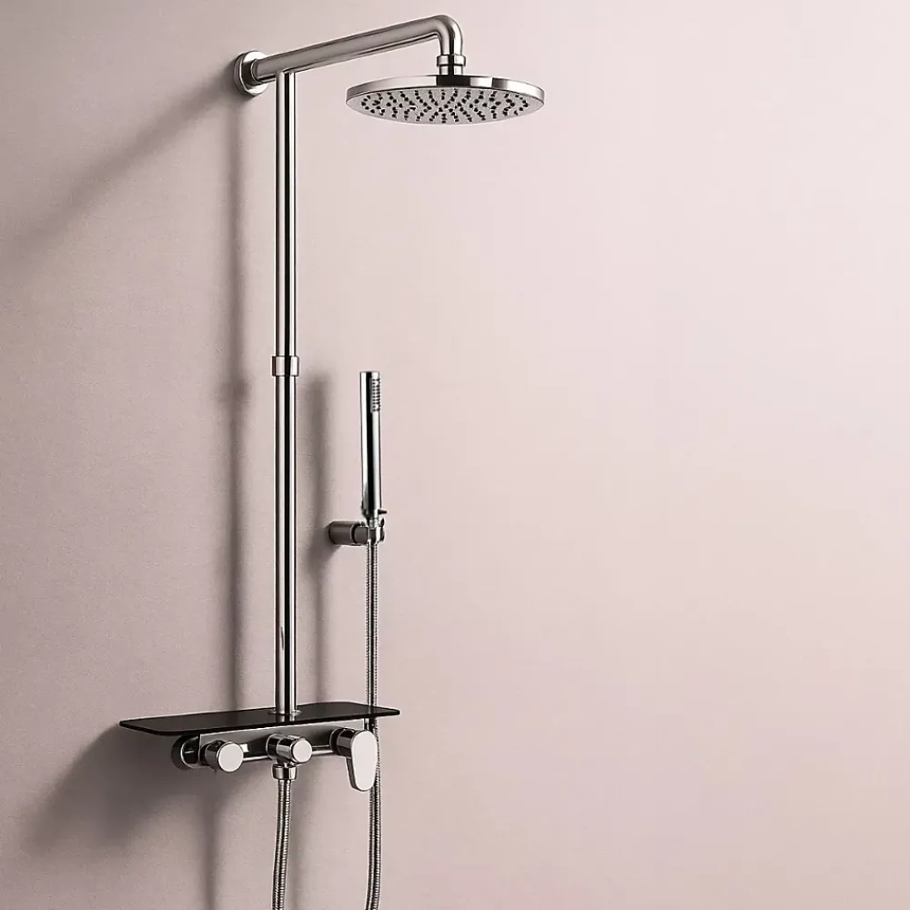 Essebagno Colonne de douche mécanique avec tablette chromée Apsara II