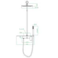 Essebagno Colonne de douche mécanique avec tablette chromée Apsara II