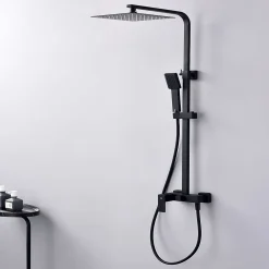 Poalgi Colonne de douche mécanique avec barre extensible SKY BATH noir mat PVD Inox S304 série ARMY
