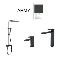 Poalgi Colonne de douche mécanique avec barre extensible SKY BATH noir mat PVD Inox S304 série ARMY