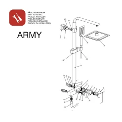 Poalgi Colonne de douche mécanique avec barre extensible SKY BATH noir mat PVD Inox S304 série ARMY