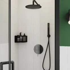 Colonne De Douche Encastrable|GoodHome Colonne de douche mécanique encastrée en laiton massif finition noir mat, Owens