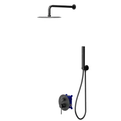 Colonne De Douche Encastrable|GoodHome Colonne de douche mécanique encastrée en laiton massif finition noir mat, Owens
