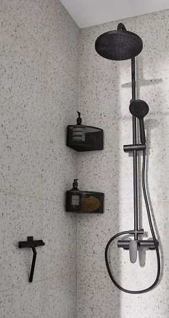 GoodHome Colonne de douche mécanique noire Cavally