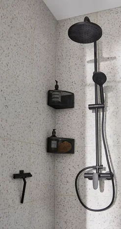 GoodHome Colonne de douche mécanique noire Cavally