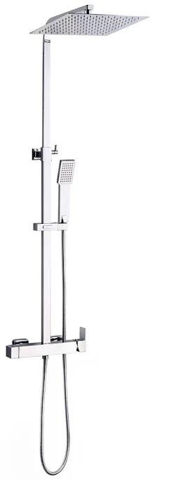 Colonne De Douche Mécanique|Edouard Rousseau Colonne de douche mécanique avec pommeau + douchette 1 jet + flexible + barre réglable, chrome, Gerzat