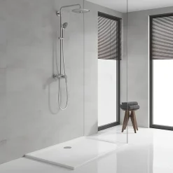 Grohe Colonne de douche mécanique avec pommeau + douchette 3 jets + flexible + barre réglable, chrome, Vitalio Joy System 260