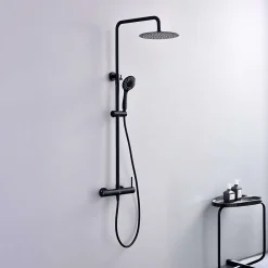 Poalgi Colonne de douche mécanique avec barre extensible SKY BATH noir mat PVD Inox S304 série ROCK