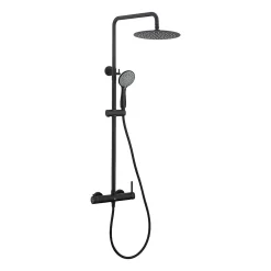 Poalgi Colonne de douche mécanique avec barre extensible SKY BATH noir mat PVD Inox S304 série ROCK