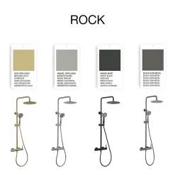 Poalgi Colonne de douche mécanique avec barre extensible SKY BATH noir mat PVD Inox S304 série ROCK