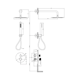 Colonne De Douche Encastrable|GoodHome Colonne de douche mécanique encastrée en laiton massif finition satin, Owens
