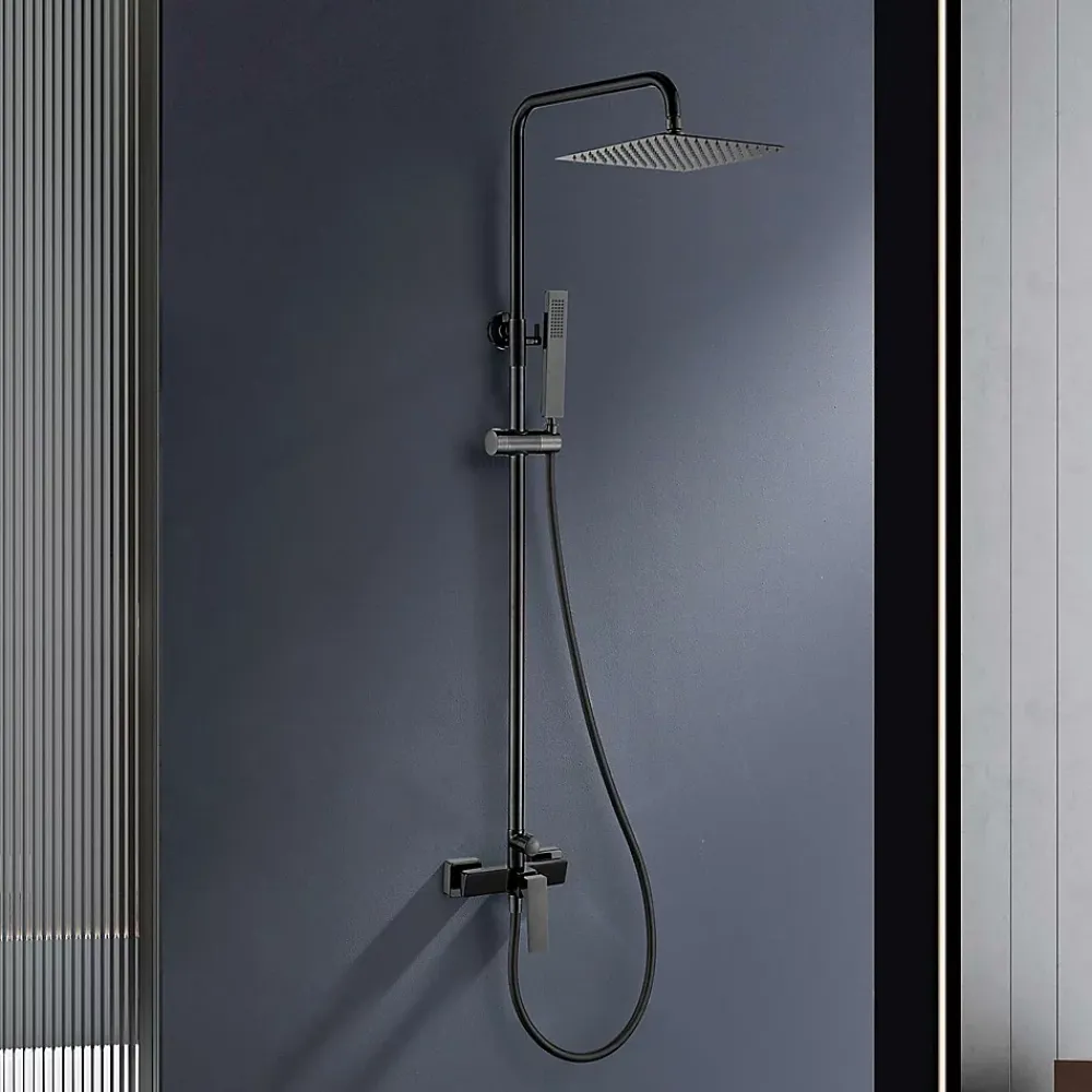Poalgi Colonne de douche mécanique avec barre extensible SKY BATH noir cristal PVD série INFINITE