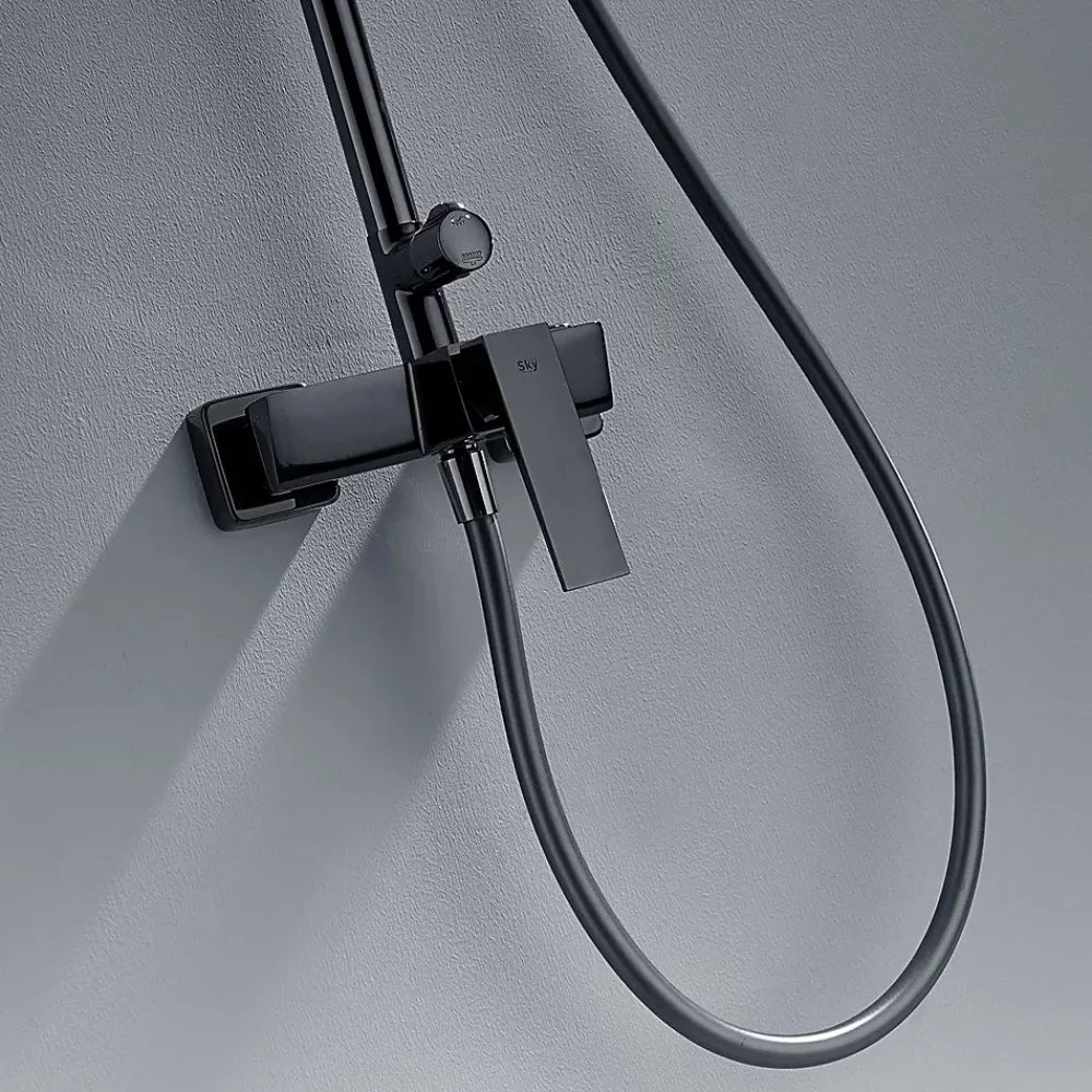 Poalgi Colonne de douche mécanique avec barre extensible SKY BATH noir cristal PVD série INFINITE