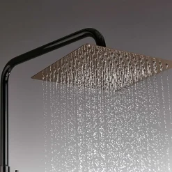Colonne De Douche Mécanique|Poalgi Colonne de douche mécanique avec barre extensible SKY BATH noir cristal et or rose PVD série INFINITE