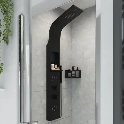 GoodHome Colonne de douche mécanique hydromassante, noir mat, Layra
