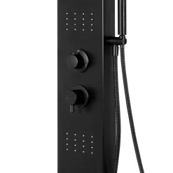 GoodHome Colonne de douche mécanique hydromassante, noir mat, Layra