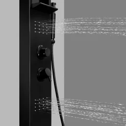 GoodHome Colonne de douche mécanique hydromassante, noir mat, Layra