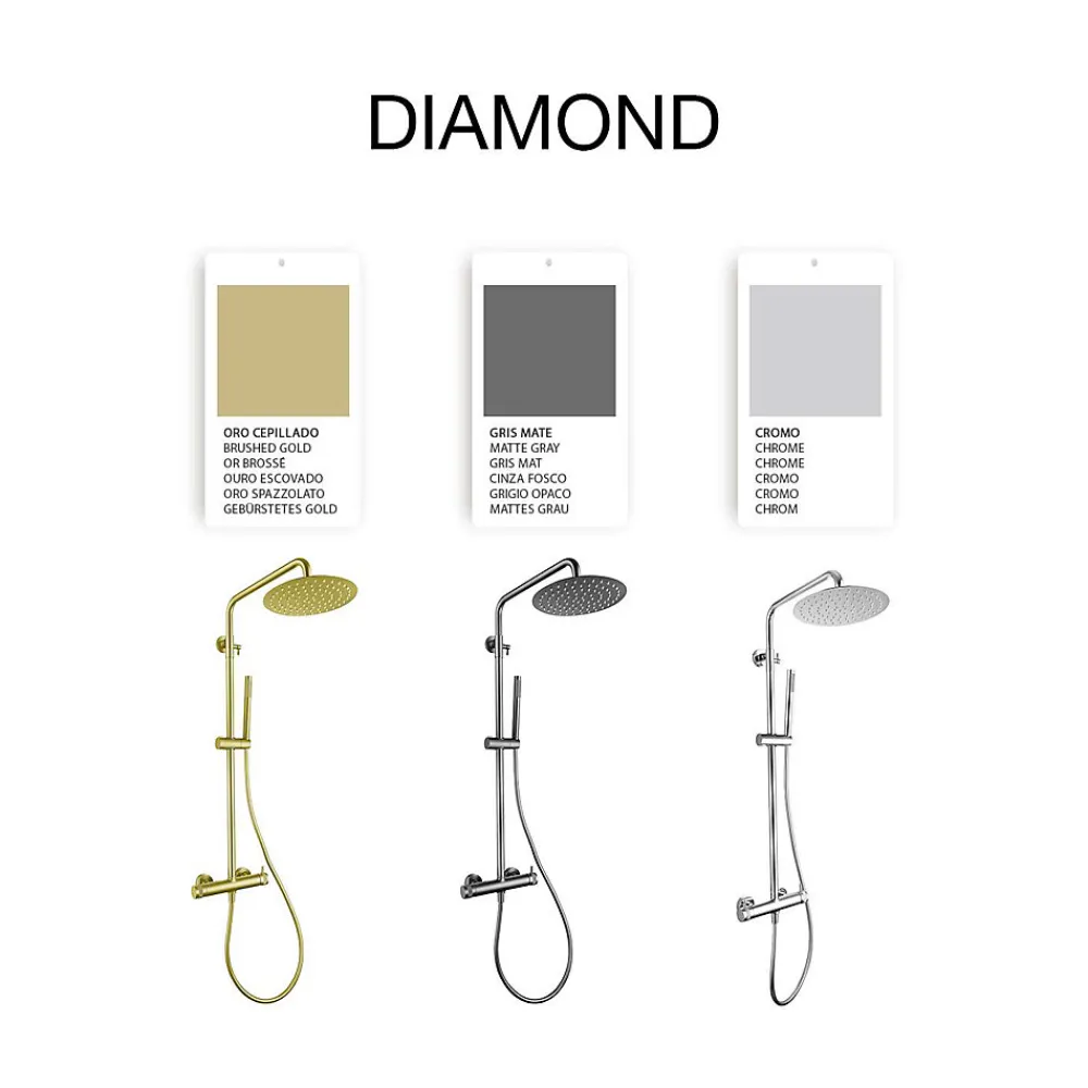 Poalgi Colonne de douche mécanique avec barre extensible SKY BATH or brossé PVD série DIAMOND