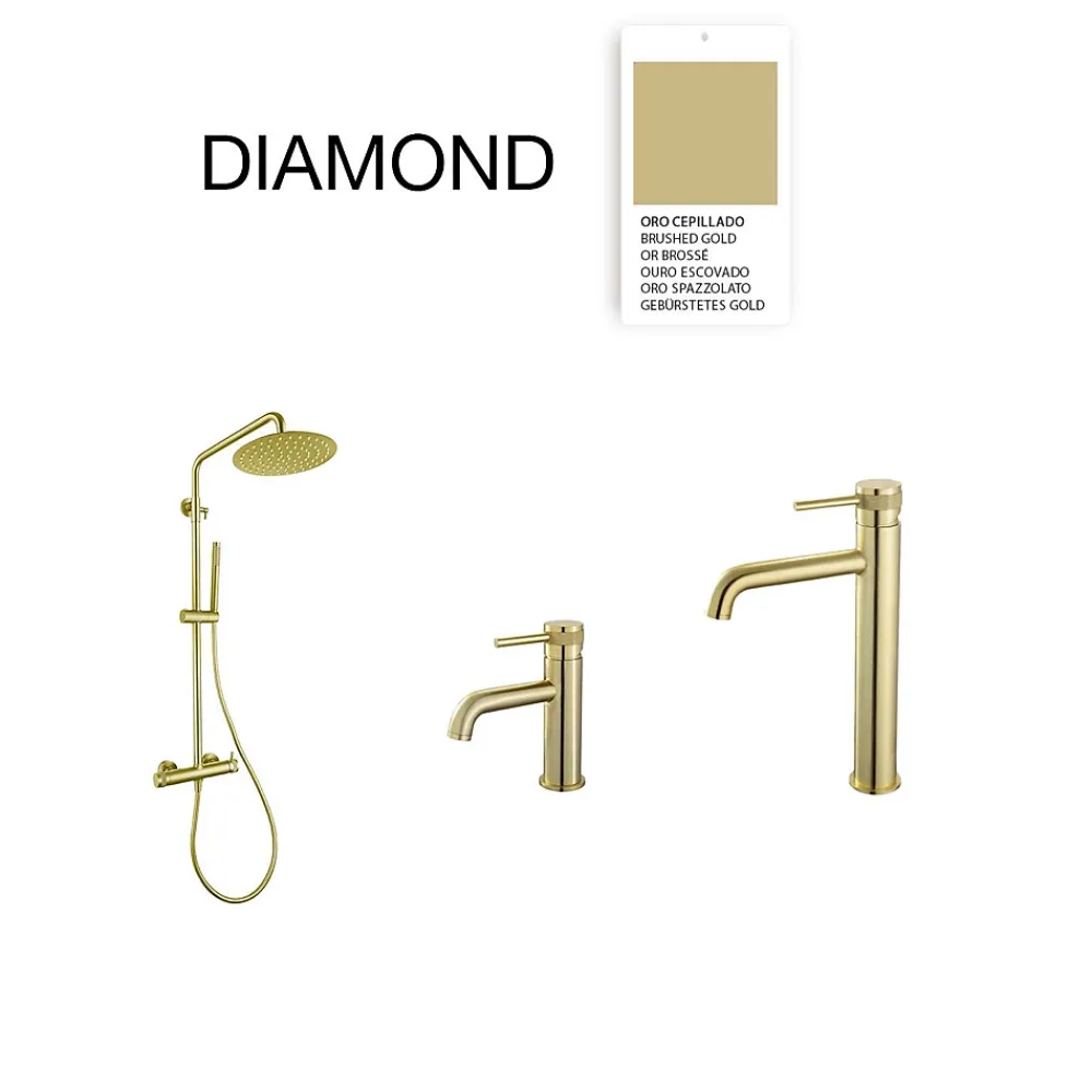 Poalgi Colonne de douche mécanique avec barre extensible SKY BATH or brossé PVD série DIAMOND