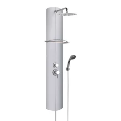 Colonne De Douche Hydromassante|Valentin Colonne de douche mécanique avec pomme de tête, douchette et flexible, en aluminuim anodisé gris, Totmy