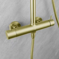 Colonne De Douche Mécanique|Poalgi Colonne de douche mécanique avec barre extensible SKY BATH or brossé PVD série PROMISE