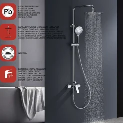 Colonne De Douche Mécanique|Poalgi Colonne de douche mécanique avec barre extensible SKY BATH chromé série GLORY