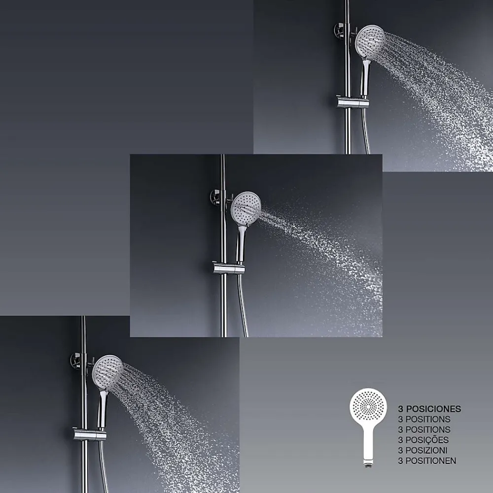 Colonne De Douche Mécanique|Poalgi Colonne de douche mécanique avec barre extensible SKY BATH chromé série GLORY