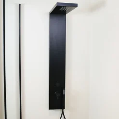 Essebagno Colonne de douche mécanique avec douchette et flexible, aluminium noir, Essekadra