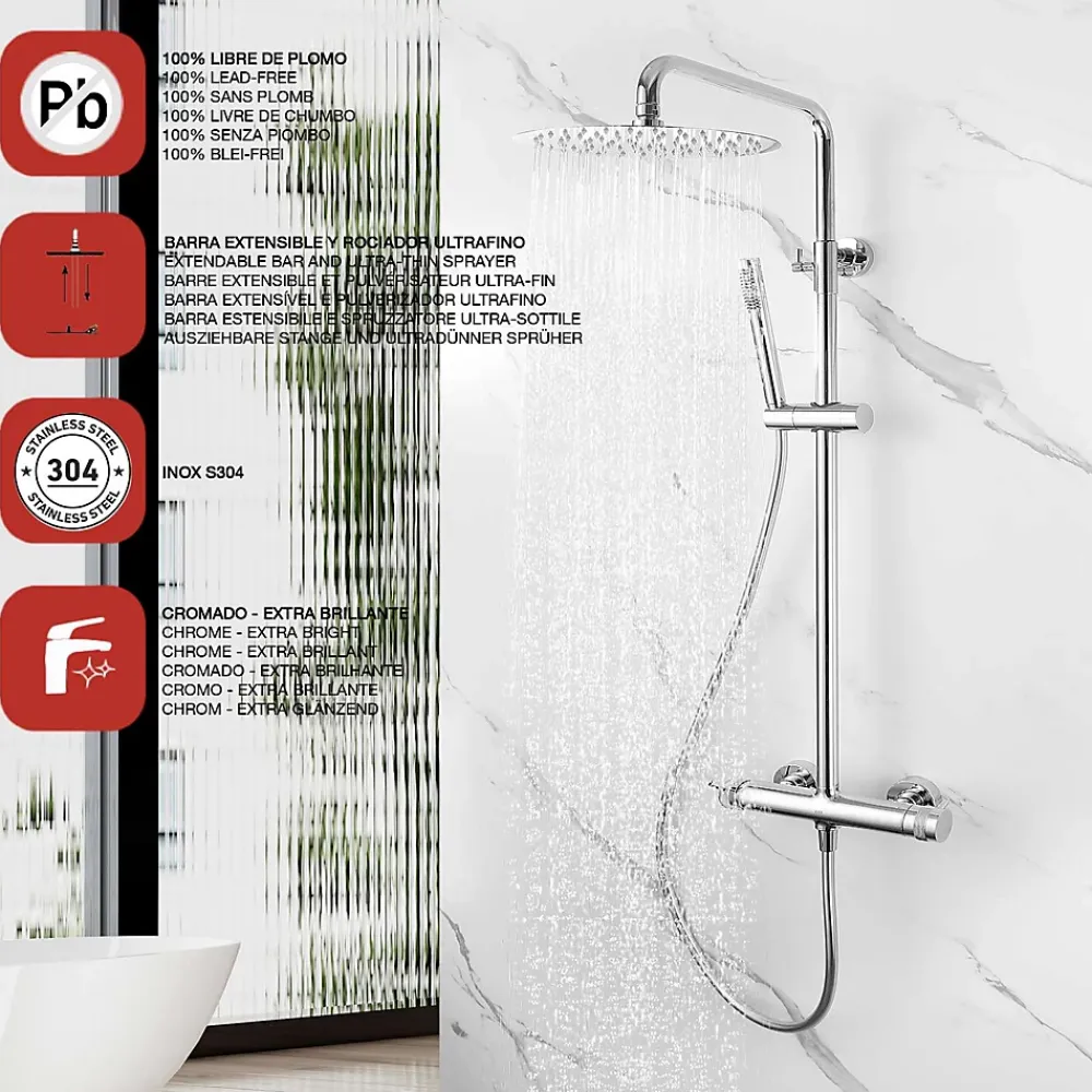 Poalgi Colonne de douche mécanique avec barre extensible SKY BATH chromé série DIAMOND