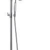 Edouard Rousseau Colonne de douche mécanique avec pommeau + douchette 1 jet + flexible + barre réglable, Chrome, Retro