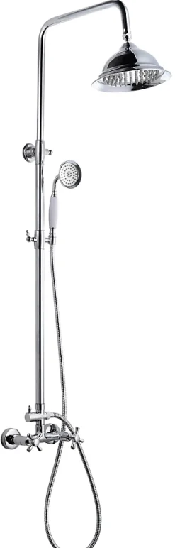 Edouard Rousseau Colonne de douche mécanique avec pommeau + douchette 1 jet + flexible + barre réglable, Chrome, Retro