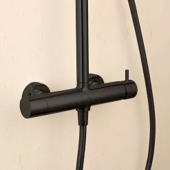 Colonne De Douche Mécanique|Poalgi Colonne de douche mécanique avec barre extensible SKY BATH noir cristal PVD série PROMISE