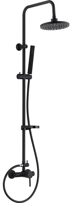Colonne De Douche Mécanique|Edouard Rousseau Colonne de douche mécanique avec pommeau + douchette 1 jet + flexible + barre réglable, noir, Siroco
