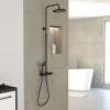 Galedo Colonne de douche mécanique avec pommeau + douchette 2 jets + flexible + barre réglable, noir mat, Arty