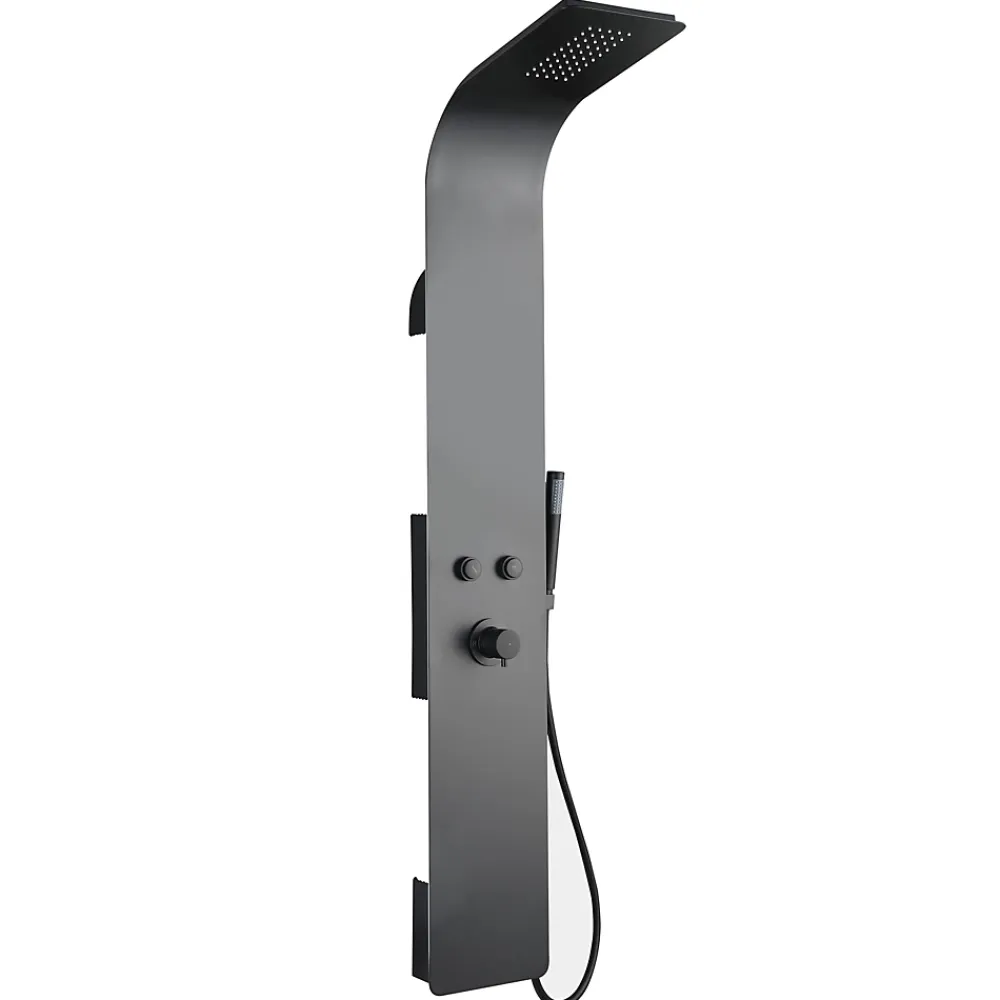 Essebagno Colonne de douche mécanique avec pommeau + douchette + flexible noir Esseflat