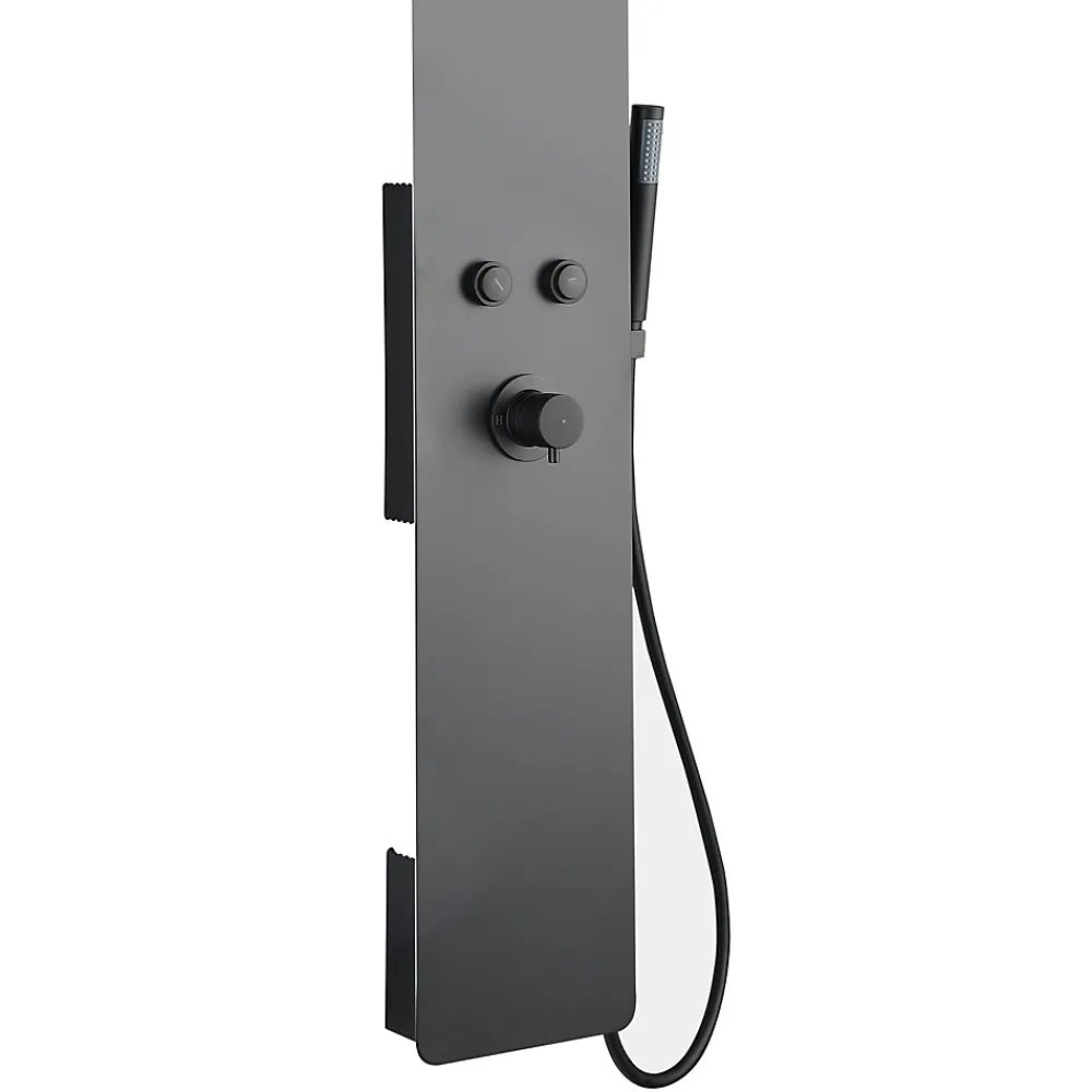 Essebagno Colonne de douche mécanique avec pommeau + douchette + flexible noir Esseflat