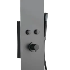 Essebagno Colonne de douche mécanique avec pommeau + douchette + flexible noir Esseflat