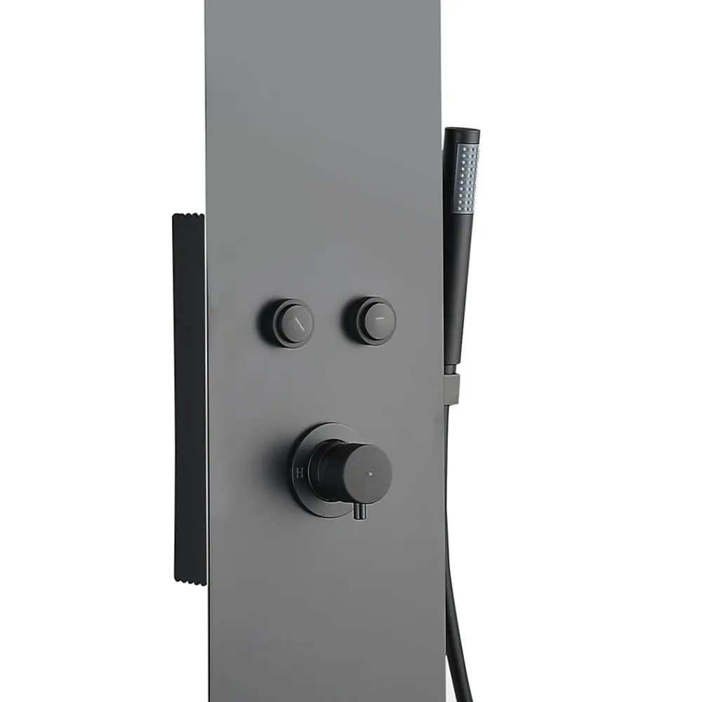 Essebagno Colonne de douche mécanique avec pommeau + douchette + flexible noir Esseflat
