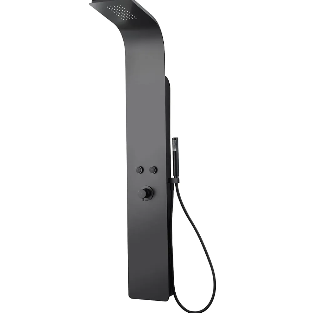 Essebagno Colonne de douche mécanique avec pommeau + douchette + flexible noir Esseflat