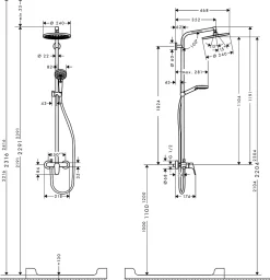 Colonne De Douche Mécanique|Hansgrohe Colonne de douche mécanique chrome avec pommeau rond + douchette 1 jet + flexible, Crometta S 240