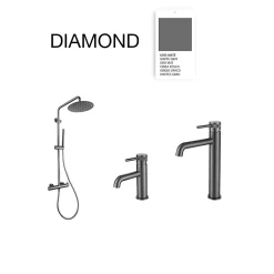 Poalgi Colonne de douche mécanique avec barre extensible SKY BATH gris mat PVD série DIAMOND