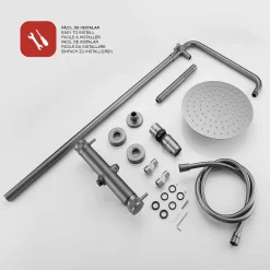 Poalgi Colonne de douche mécanique avec barre extensible SKY BATH gris mat PVD série DIAMOND