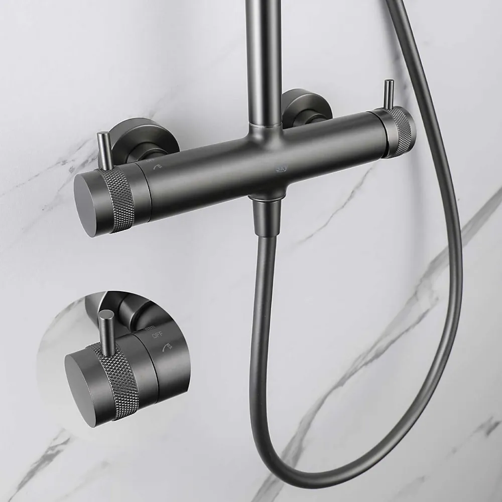 Poalgi Colonne de douche mécanique avec barre extensible SKY BATH gris mat PVD série DIAMOND