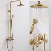 Colonne De Douche Mécanique|Homelody Colonne de Douche Mécanique Ensemble de Douche à Double Poignée Rétro Système de Douche Réglable Kit de Douche en Laiton
