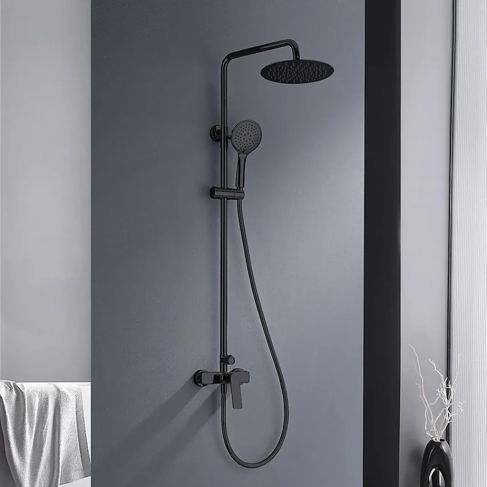 Poalgi Colonne de douche mécanique avec barre extensible SKY BATH noir cristal PVD série GLORY