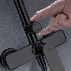 Poalgi Colonne de douche mécanique avec barre extensible SKY BATH noir cristal PVD série GLORY