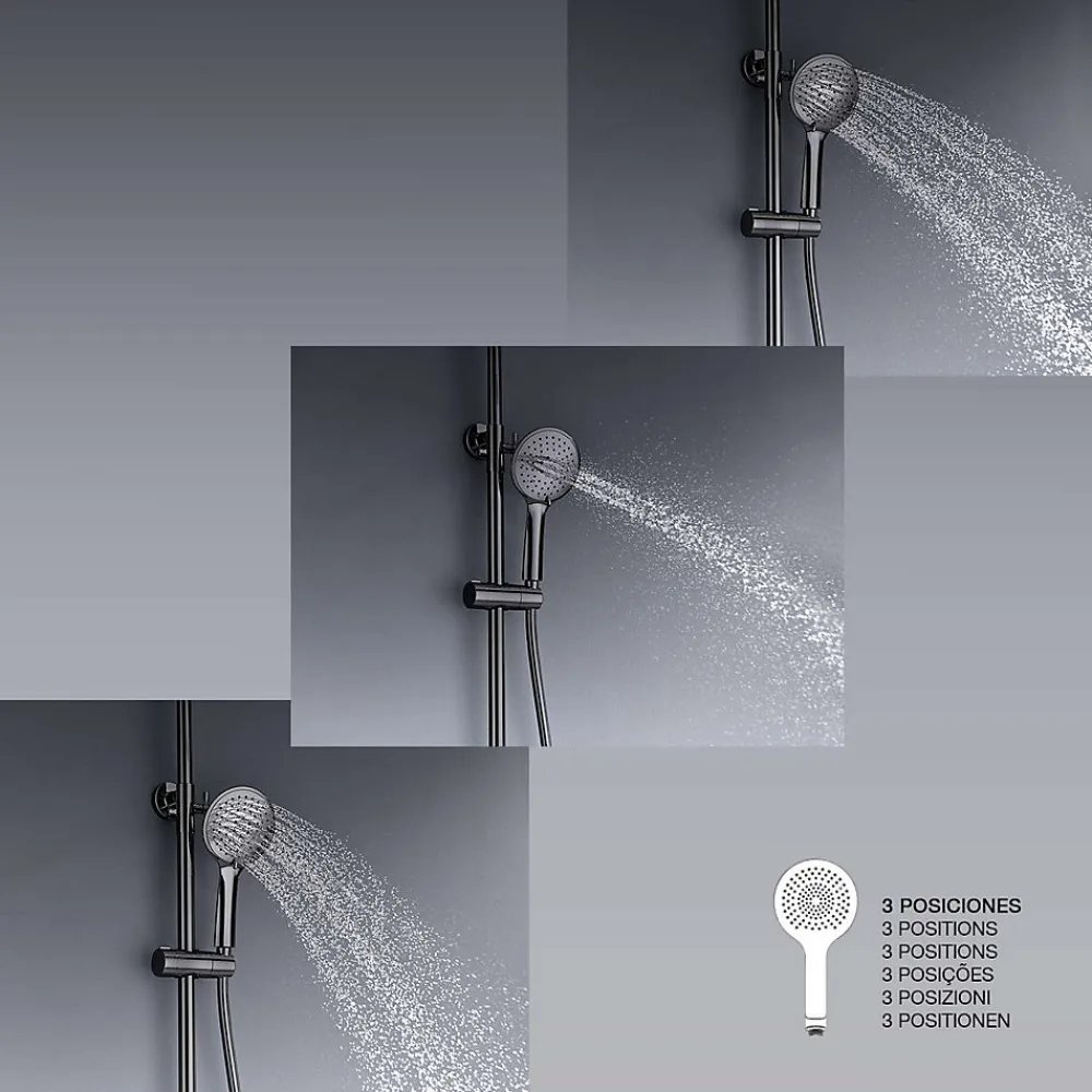 Poalgi Colonne de douche mécanique avec barre extensible SKY BATH noir cristal PVD série GLORY