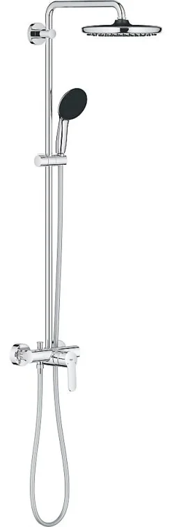 Grohe Colonne de douche mécanique avec douchette + pommeau + flexible + barre chrome, Vitalio Start