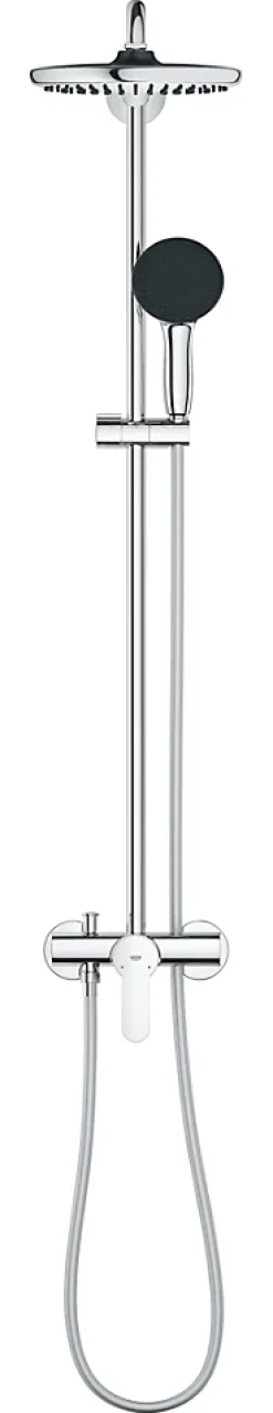 Grohe Colonne de douche mécanique avec douchette + pommeau + flexible + barre chrome, Vitalio Start